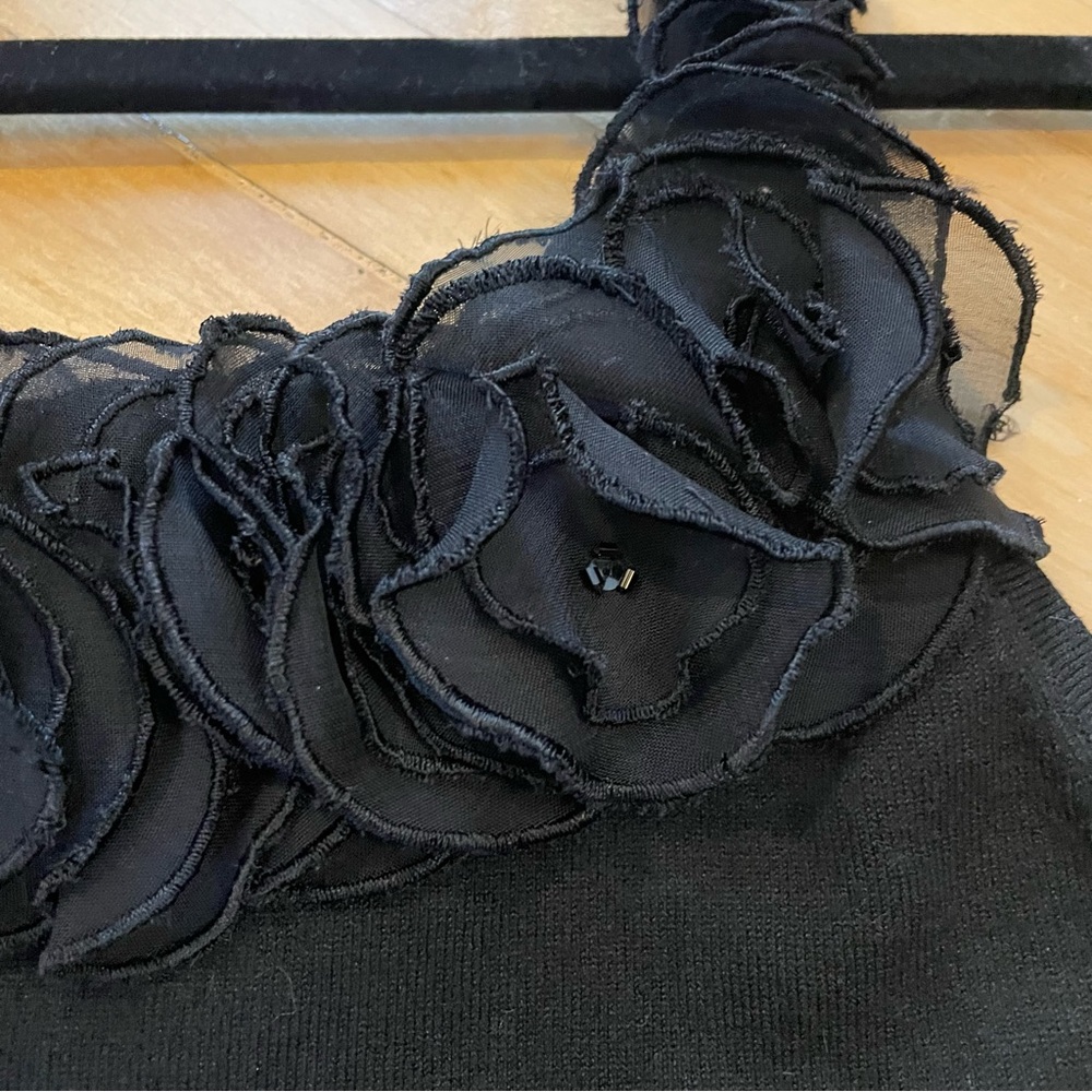 CACHE Vintage Silk Cotton Ruffle Flower Beaded Tank Top Y2K Whimsygoth Fairycore - Picture 13 of 14